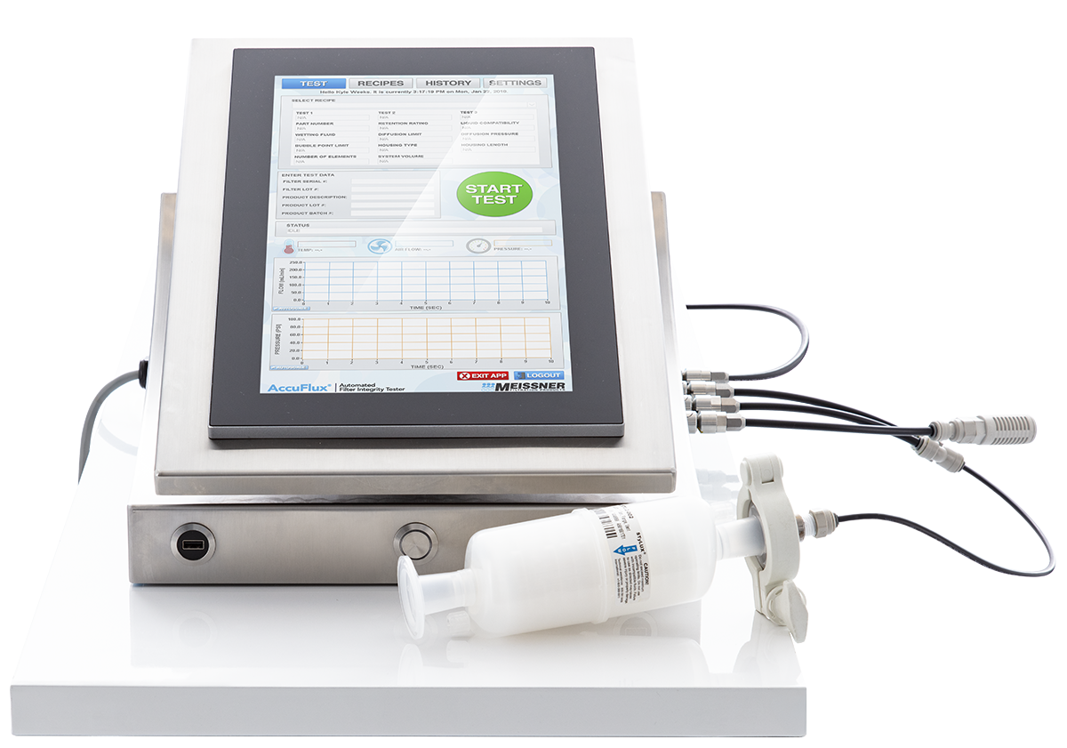 Automated filter integrity tester device setup