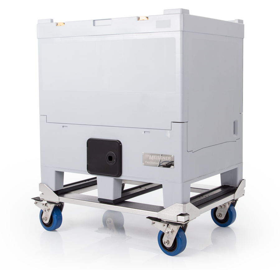 FlexStation® Rigid Outer Container with stainless steel accessory cart