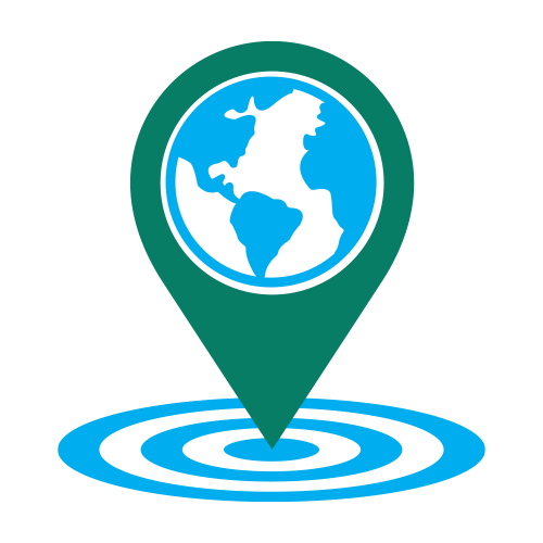 Geolocation pin with Earth icon