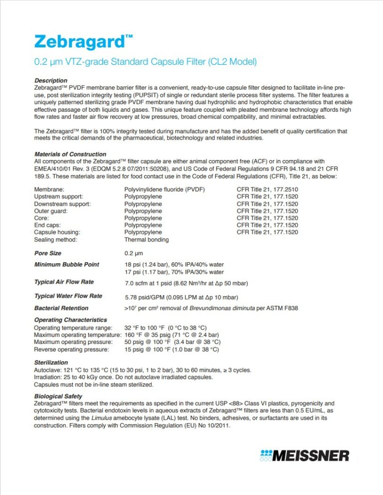 Zebragard 0.2-μm-VTZ-grade-Standard-Capsule-Filter-CL2-Model-image