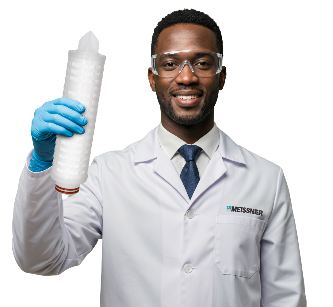 Scientist holding a SteriLUX® Filter smiling