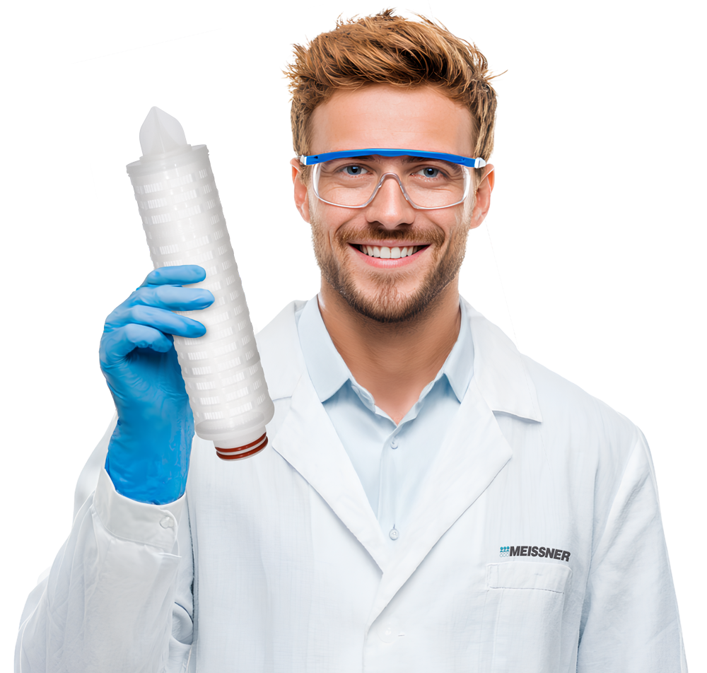 Scientist Smiling Holding Steridyne® Filter 