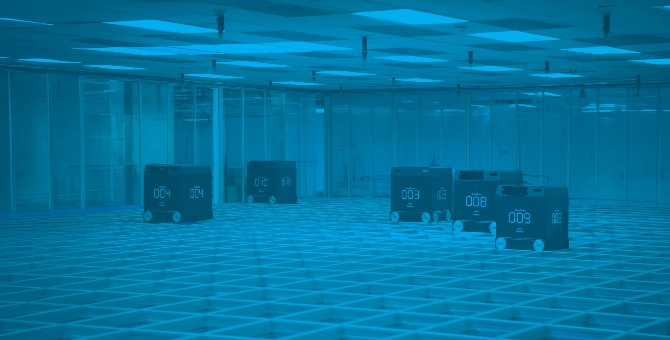 Robots on grid in automated warehouse