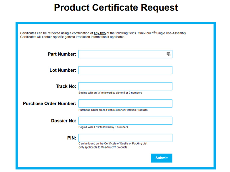 
Product Certificates
