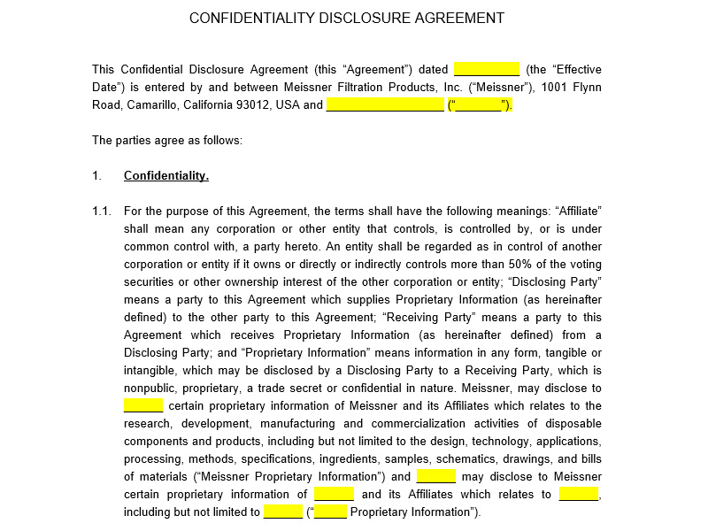 Non-disclosure Agreements (NDA’s)