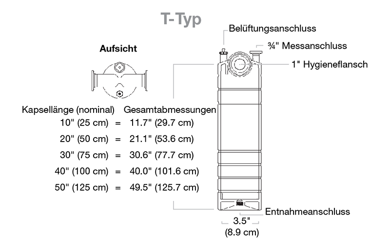 UltraCap H.D. T-Style Capsule Filter Diagram