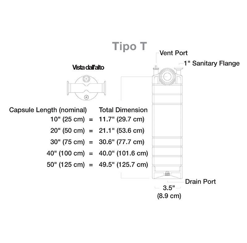 UltraCap H.D. T-Style Capsule Filter Diagram