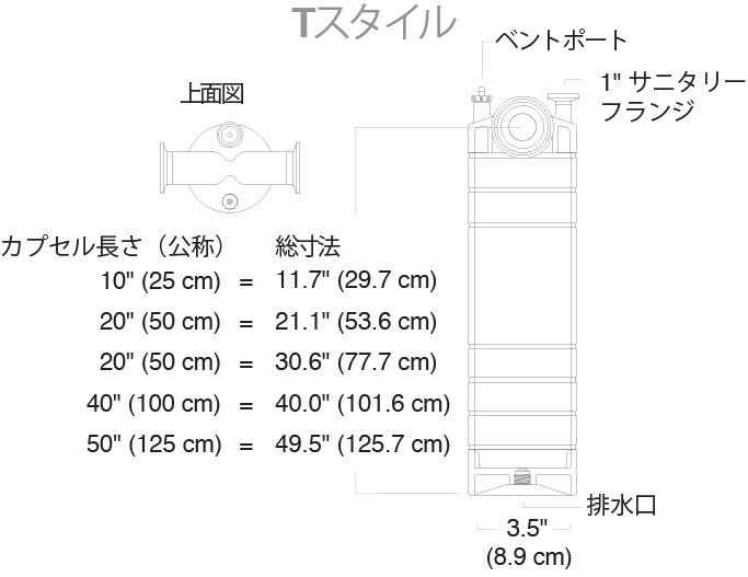 UltraCap H.D. T-Style Capsule Filter Diagram