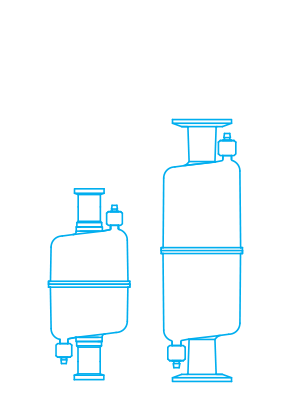 Two blue outlined pressure vessels illustration.