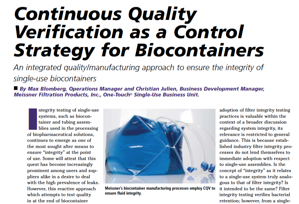 Contrôle continu de la qualité en tant que stratégie de contrôle pour les bioconteneurs